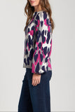 Leopard Funnel Neck Sweater With Puff Sleeve