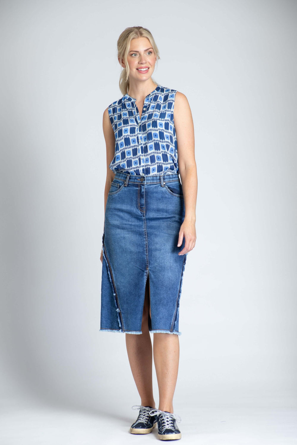 A Line Denim Skirt