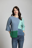 Super Soft Color Block Sweater w/3/4 Sleeve