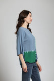 Super Soft Color Block Sweater w/3/4 Sleeve