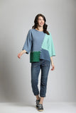 Super Soft Color Block Sweater w/3/4 Sleeve