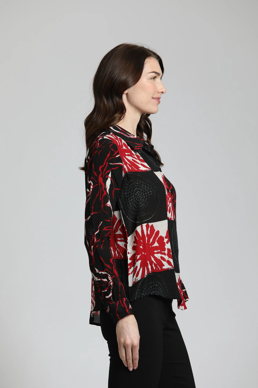 Abstract Pattern Button Up Top