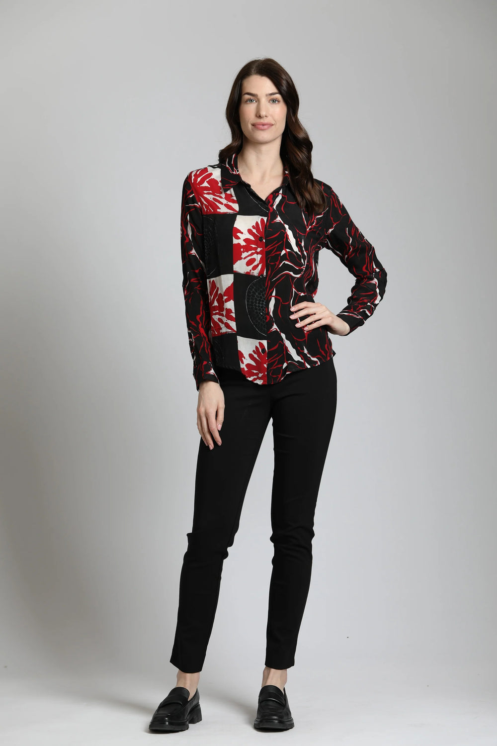 Abstract Pattern Button Up Top