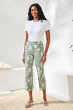 Tribal Moss Green With Floral Design Capris