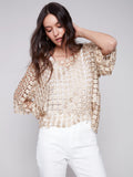 Charlie B Gold Flower Embroidery Top