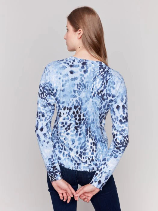 Charlie B Lightweight Printed Sweater with 3/4 Dolman Sleeves