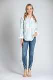 APNY Button Up Blouse w/ Embroidery Detail