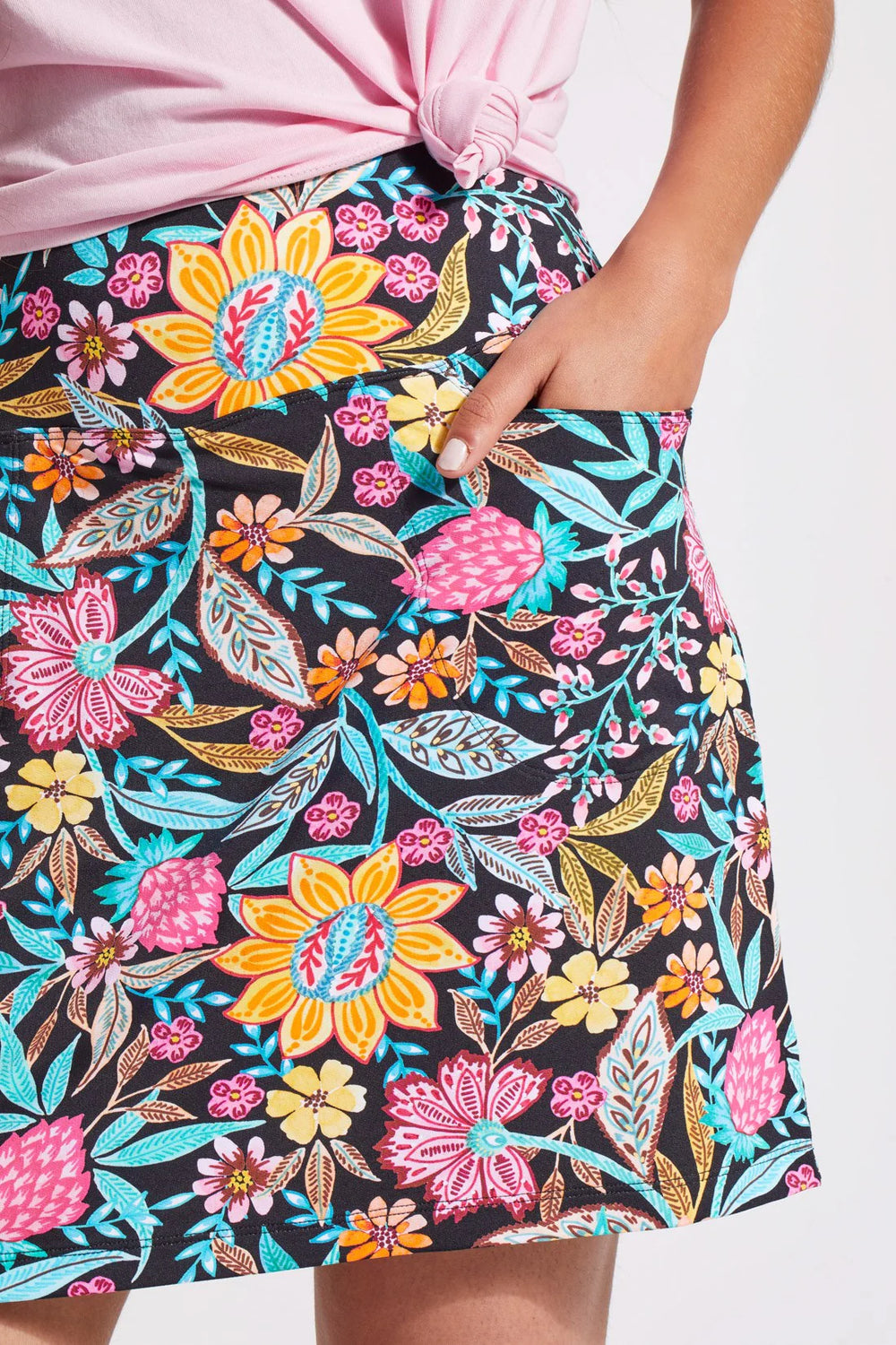 Printed Pull-On Skort with Pockets