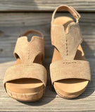 Refreshing Wedge by Corkys in Camel Suede