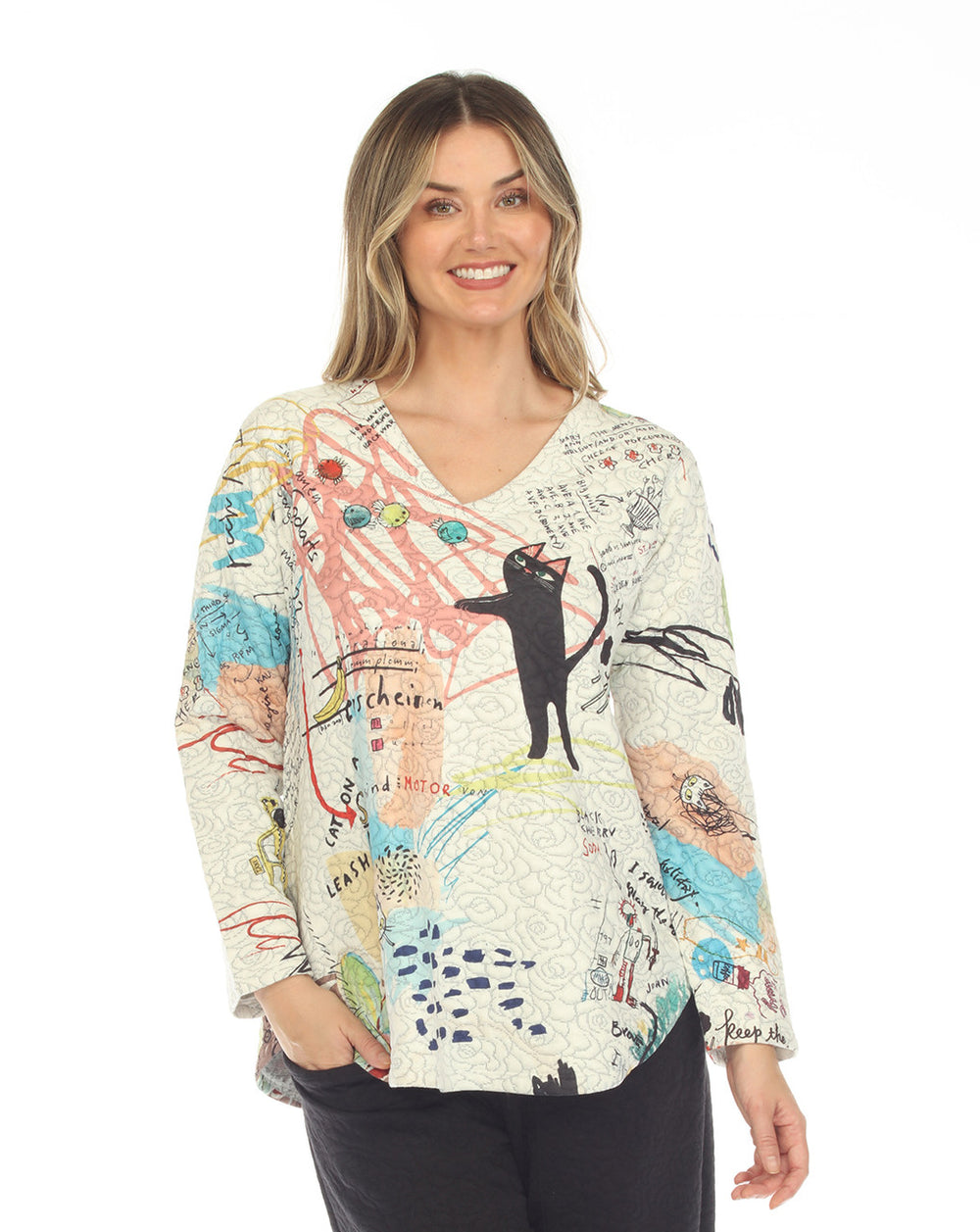 Cat Lovers Whimsical Print Top