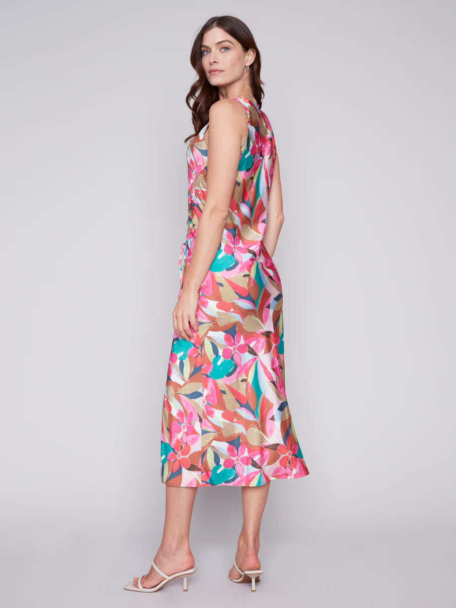 Charlie B Sleeveless Floral Dress with Side Slit