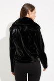 Joseph Ribkoff Moto Style Jacket with Faux Fur Accent