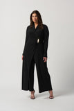 A Luxurious Wrap Style Jumpsuit by Joseph Ribkoff  with Gold Accent