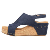 Navy Suede Wedges Shoes by Corkys