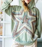 Washed Star Patchwork Hoodie