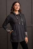 Cowl Neck Tunic Contrasting Print Top