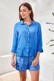 Crosshatch 3/4 Sleeve Top