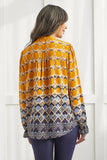 Lovely Geometric Print Blouse with Embroidery Detail