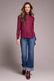 Jacquard Knit Long-Sleeve Mock Neck Top