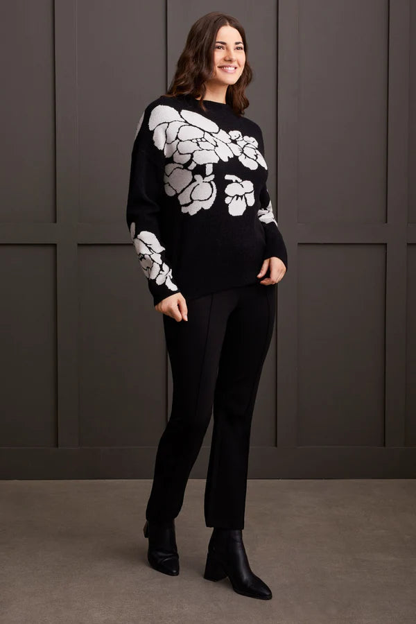 Knit Jacquard Funnel Neck Sweater