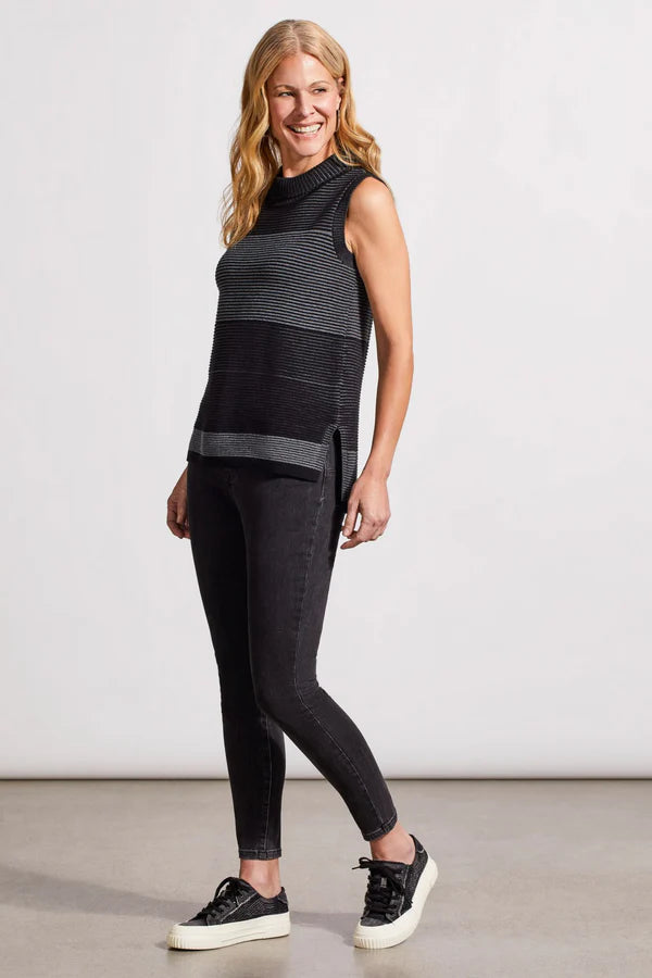 Tribal Sleeveless Cowl Neck Sweater