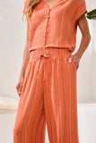 Textured Linen Flowy Wide Leg Pants