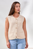Tribal Sweater Vests with Pockets & Decorative Buttons
