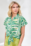 Short Sleeve Tie Front Blouse by Tribal