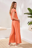 Textured Linen Flowy Wide Leg Pants