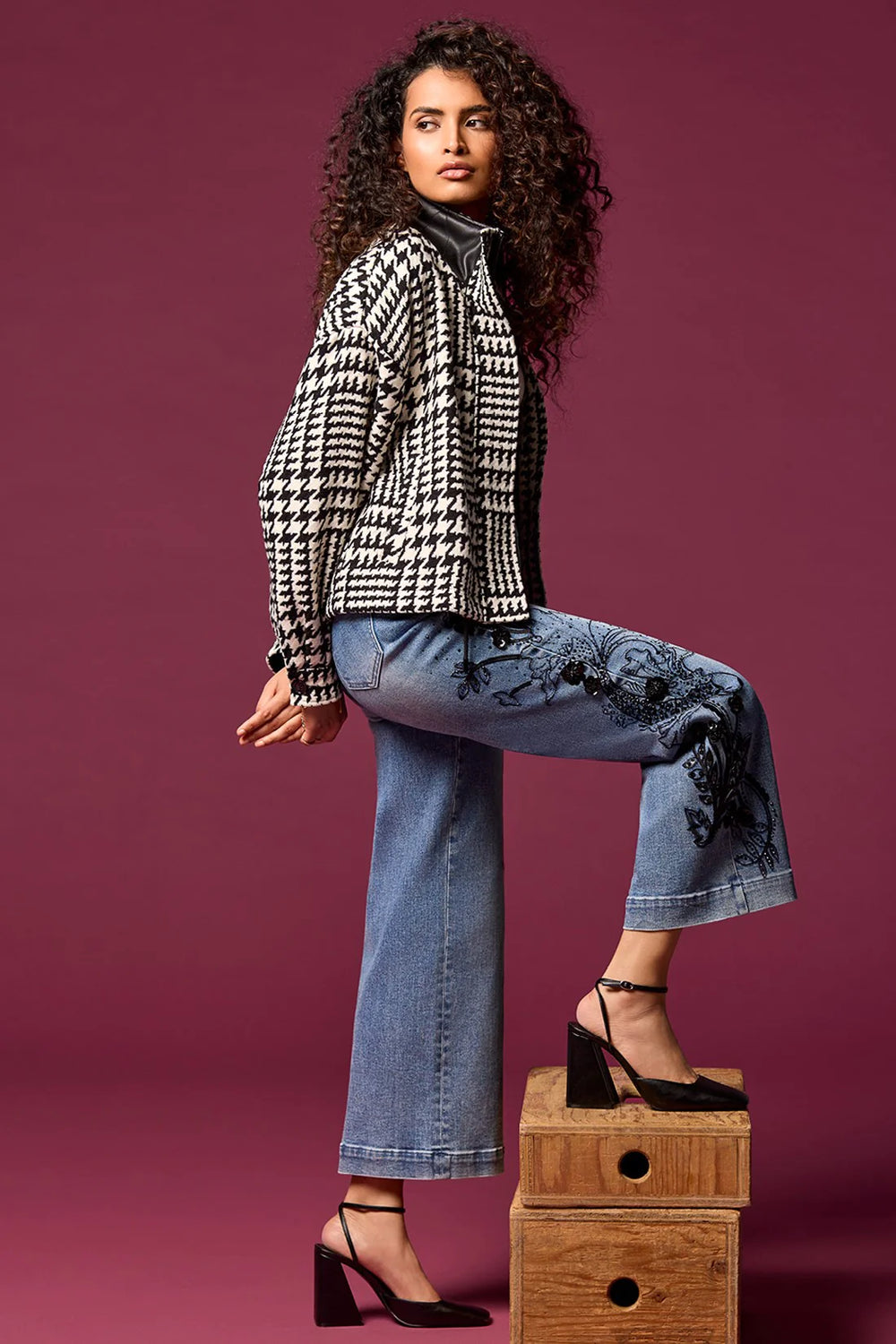 Tribal High Rise Embroidered Wide Leg Jeans Tink s Clothing Boutique