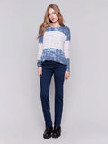 Charlie B Printed V-Neck Knit Top - Waves